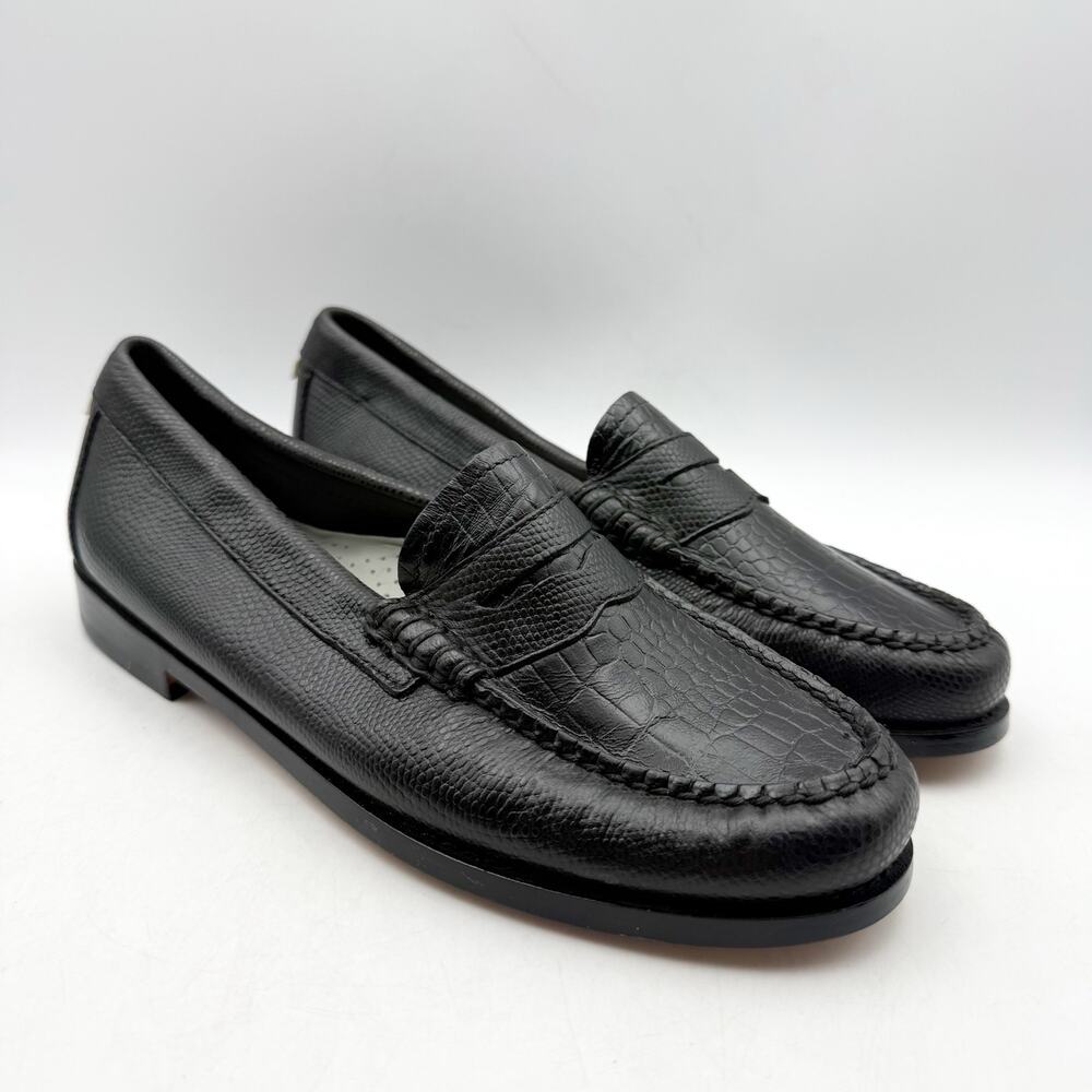 RE/DONE + Weejuns Womens Loafers US 7 Black Textured Leather Croc Embossed NWOB
